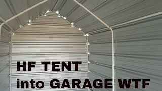 Harbor freight tools portable Garage into perminant  Garage use the poles not the tent