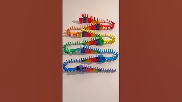 Color Sorting with Domino Tricks | Rainbow Colors | Wooden Balls #shorts