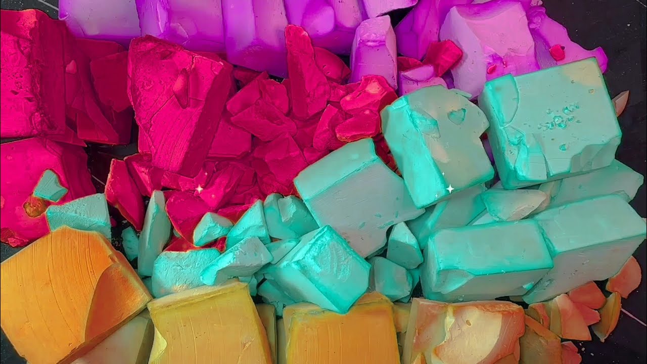 Neon Colourful Dyed & Pasted Soft Gym Chalk Crushing | Oddlysatisfying ...