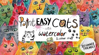 Paint Watercolor Cats  FUN & EASY