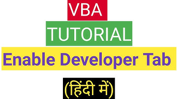 How to enable Developer Tab in Excel VBA📚 || developer tab in vba  || VBA Tutorial in hindi🤔