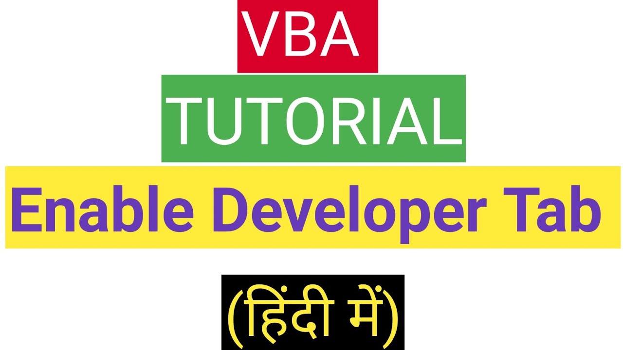 How To Enable Developer Tab In Excel VBA Developer Tab In Vba VBA 