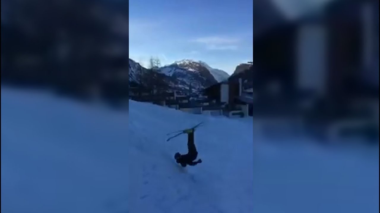 Skier Does A Trick From A Ramp And Fails YouTube