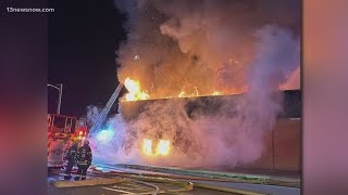 Crews battle Suffolk fire overnight, building partially collapsed