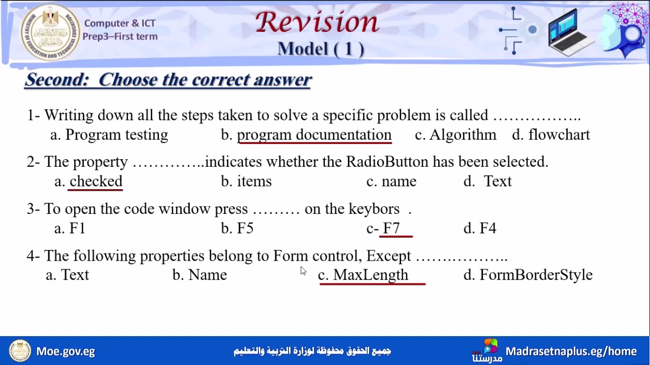 التكنولوجيا لغات للصف الثالث الاعدادي الحصة العاشرة Final Revision  الفصل الدراسي الاول 2025 2026