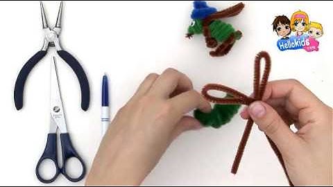 How to make chenille stem GRASSHOPPER - Kids Craft (Hellokids)
