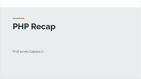 PHP Recap