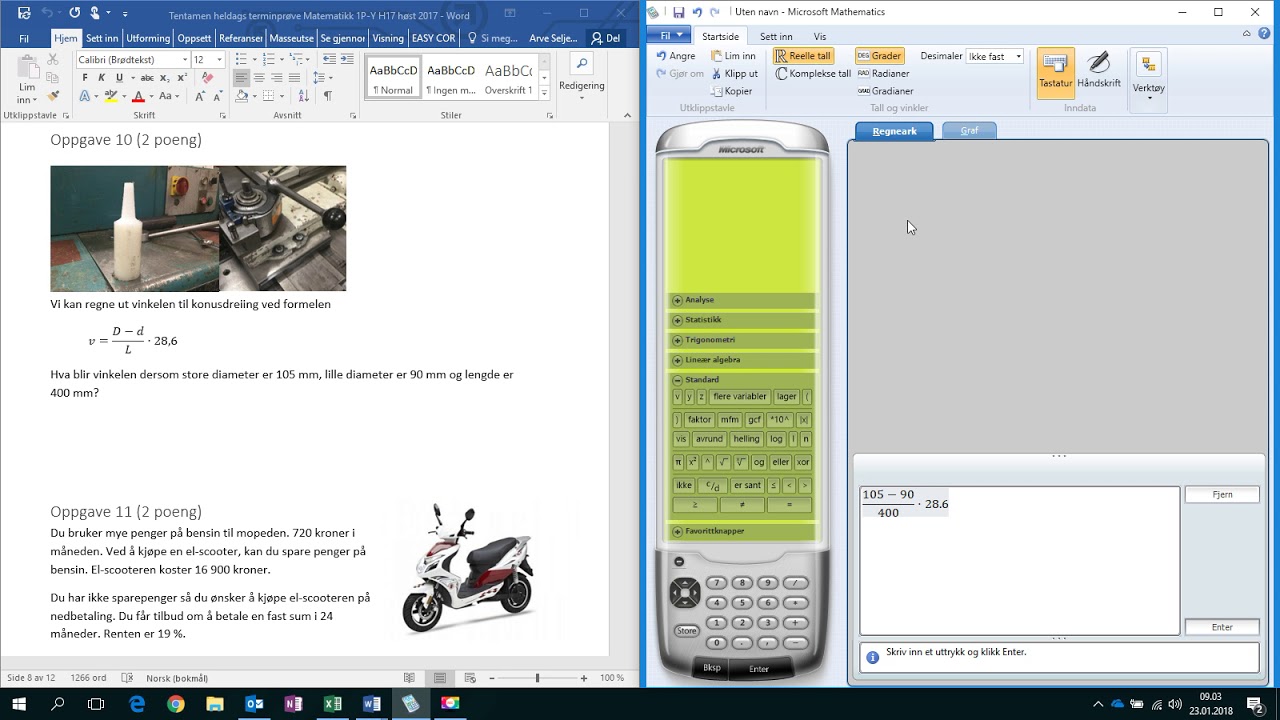 Løsningsforslag oppgave 10 - Bruk av formel