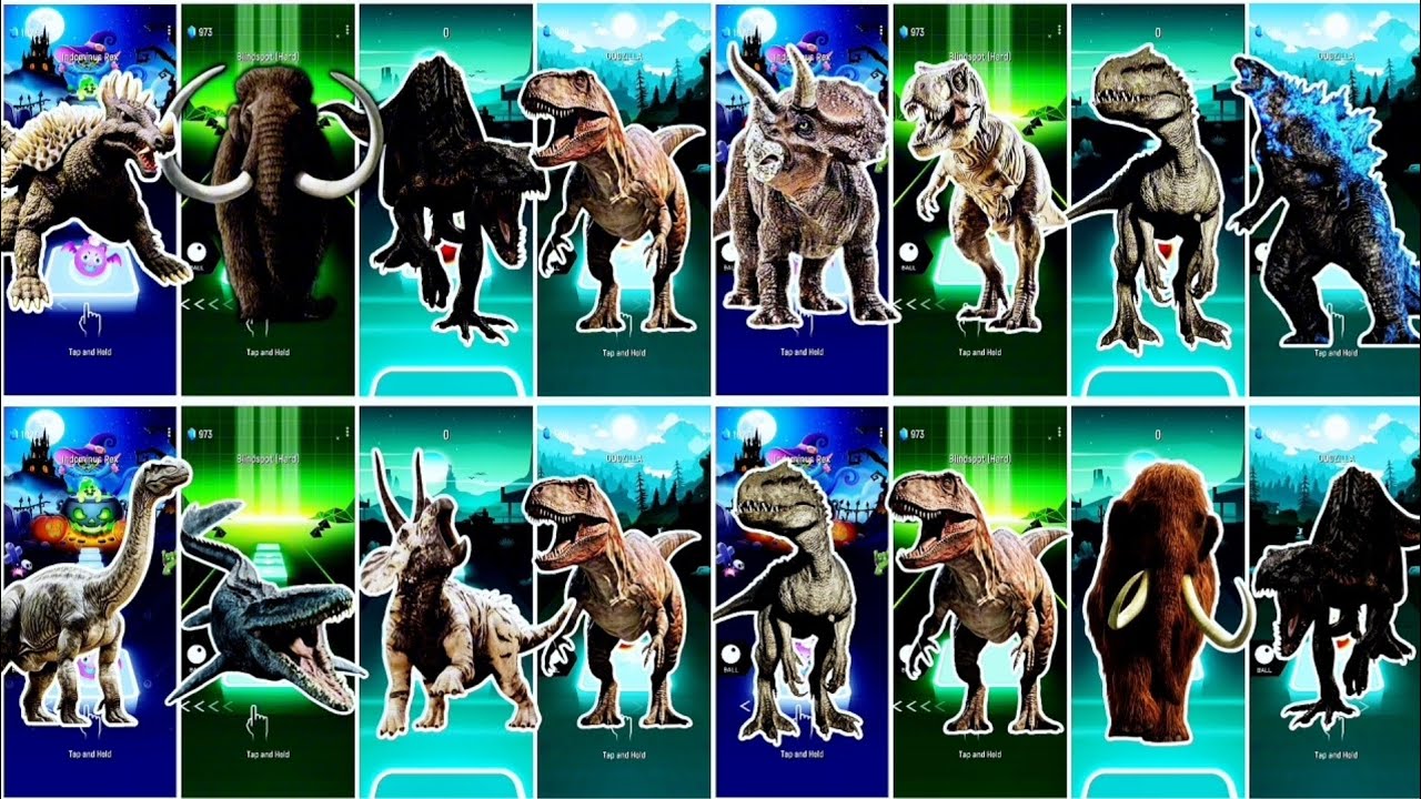 Godzilla 🦖 - T-Rex 🦖 - Mammoth 🦣 - Dragon 🐲  | Tiles Hop - Coffin Dance Song