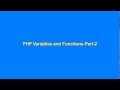 PHP Variables and Functions Part 2
