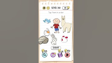 Brain Test. Level 310. Tap them in oder: Boy-Rabbit-Bird-Llama-Chicken-Cat.
