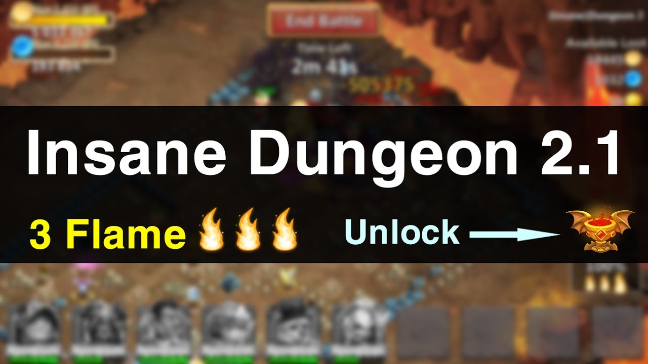 Castle Clash Insane Dungeon 21 with 3 flame in 10s Unlock Goblet of