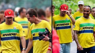 Seb , Charles & Hamilton at the Ayrton Senna Memorial #ImaloGP 2024