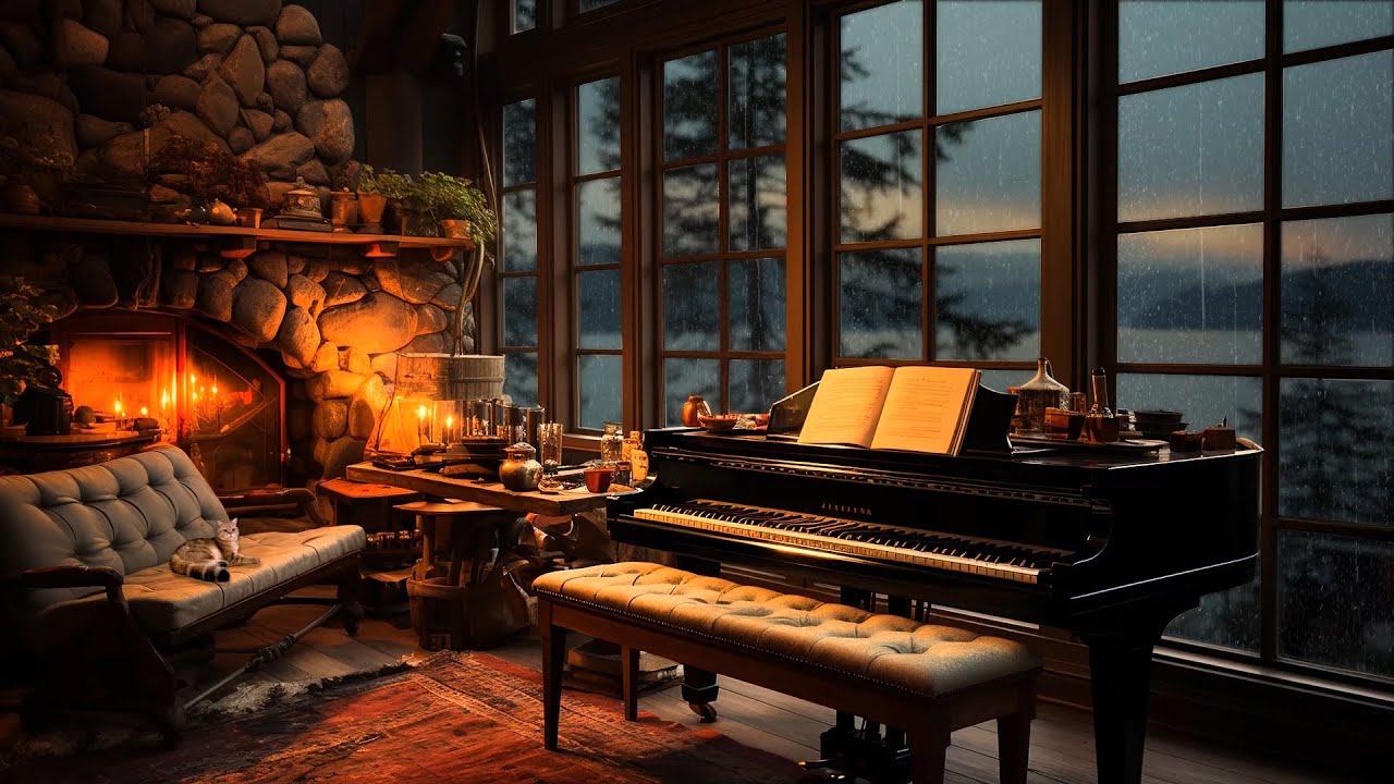 Deep Sleep in a Cozy Winter House - Rain and Fireplace Sounds for ...