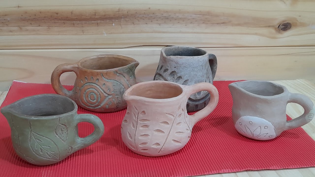 Como hacer Esgrafiado y Engobado en Jarritas de Arcilla ❣️