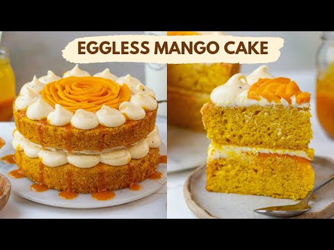 Eggless Mango Cake Recipe | Fresh Mango Sponge Cake  | Easy Mango Cake| Bake With Shivesh