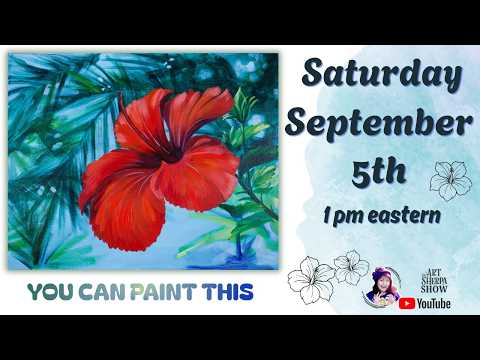Tropical Red Hibiscus |  Easy Begining Acrylic Step by Step
