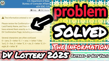 Dv Check Garda Information Entered Is Not 🚫 Valid | Dv Confirmation Number Problem Is Solved#EDV2025