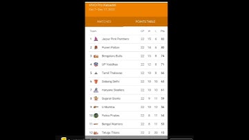 PKL 2022 ka points table