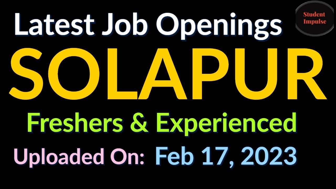 Solapur Jobs Solapur Job Vacancy Solapur Job Vacancy Jobs in