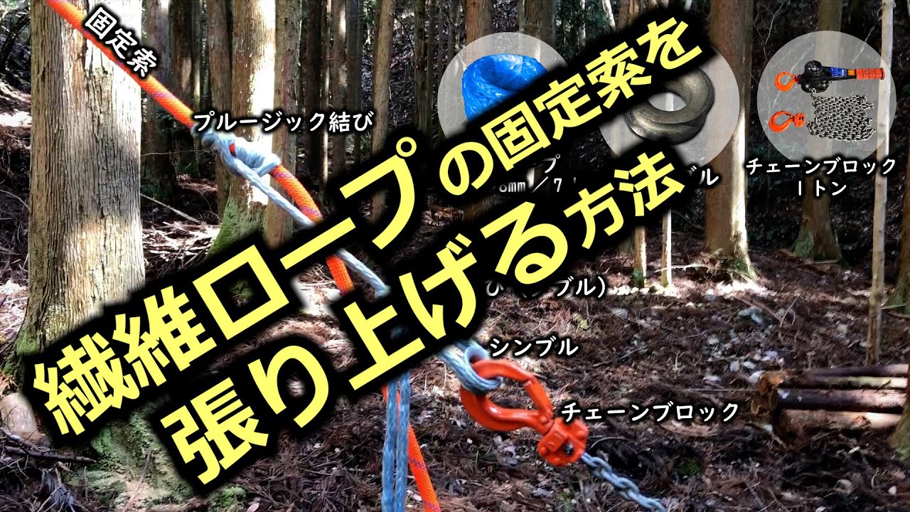 繊維ロープの固定索を張り上げる方法