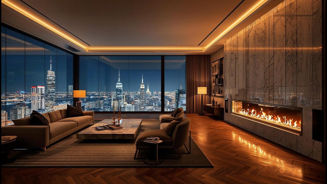Cozy Fireplace in a Luxury City Penthouse 🔥