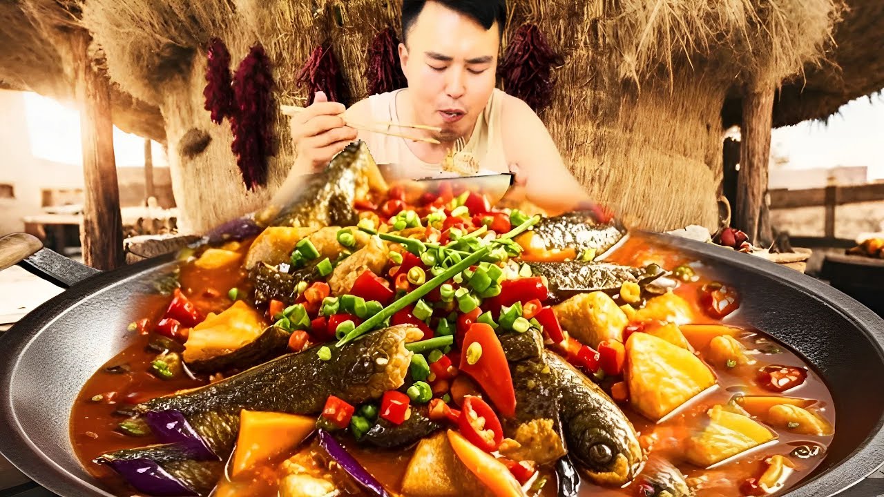 鲶鱼炖茄子太入味了，简单粗鲁的做饭方式，一口下去好吃到起飞！#乡村美食 #乡村生活 #地方特色美食