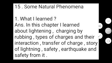 learners diary of class 8 science chapter 15 Some Natural Phenomena
