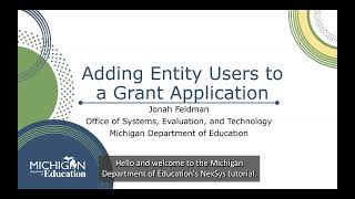 Adding Entity Users to a Grant Application
