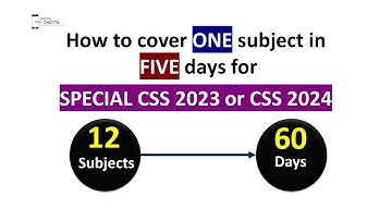 How to cover ONE subject in FIVE days for SPECIAL CSS 2023 | Time Table for Special CSS 2023 & 2024