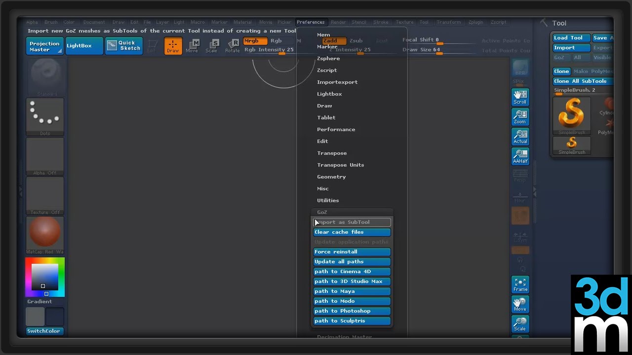 custom zbrush ui colors