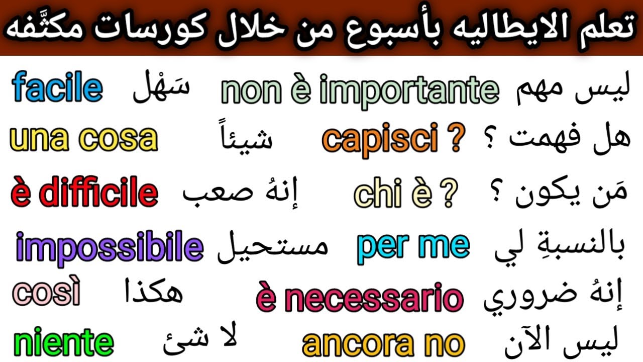 تعلم 1000 عباره يوميه مهمه جدا باللغه الإيطاليه 🇮🇹 تعلم اللغه الايطاليه للمبتدئين من الصفر 🇮🇹