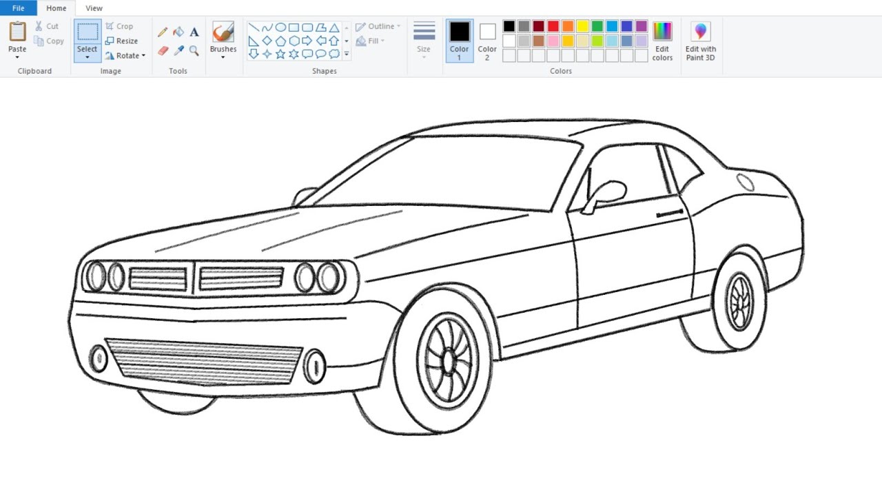 How to draw Car in 3D | Drawing 3D Car on computer using Ms Paint ...