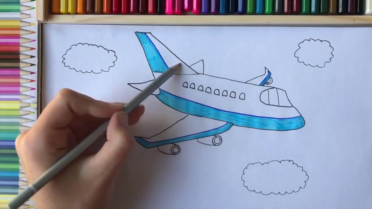 HOW TO DRAW AN AIRPLANE EASY FOR KIDS I REAL COLOR MARKERS I KIDS