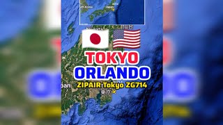 Tokyo to Orlando Florida Flight Route by ZIPAIR Tokyo ZG714 | 🇯🇵 ➡️ 🇺🇸 
