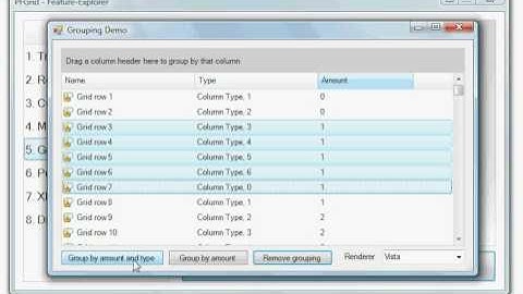 Winforms .NET Grouping Vista Renderer Demo of PFGrid