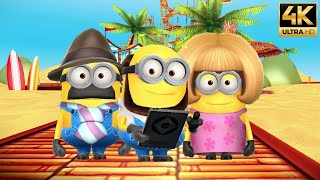 Despicable Me Minion Rush Minion Beach(Special Mission) with Mom Dad n Grandpa minions  4K