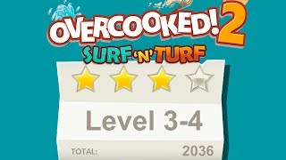 Overcooked 2. Surf 'n' Turf DLC. Level 3-4. 4 Stars. 2 Player Co-op
