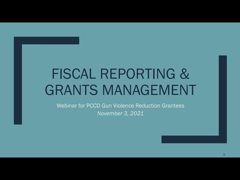 Webinar Recording: PCCD Fiscal Reporting & Grants Management