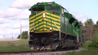 Awesome Horn Action! Three Big SD70M-2s Lead a Long Stack Train NBSR 121 Rolling thru Tracy, NB