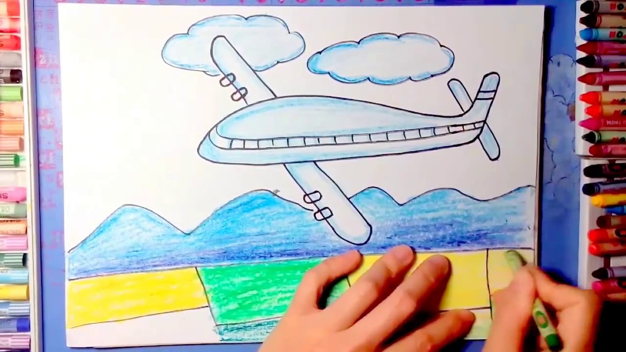 Mẫu hình vẽ máy bay cho bé tô màu đơn giản và dễ thương