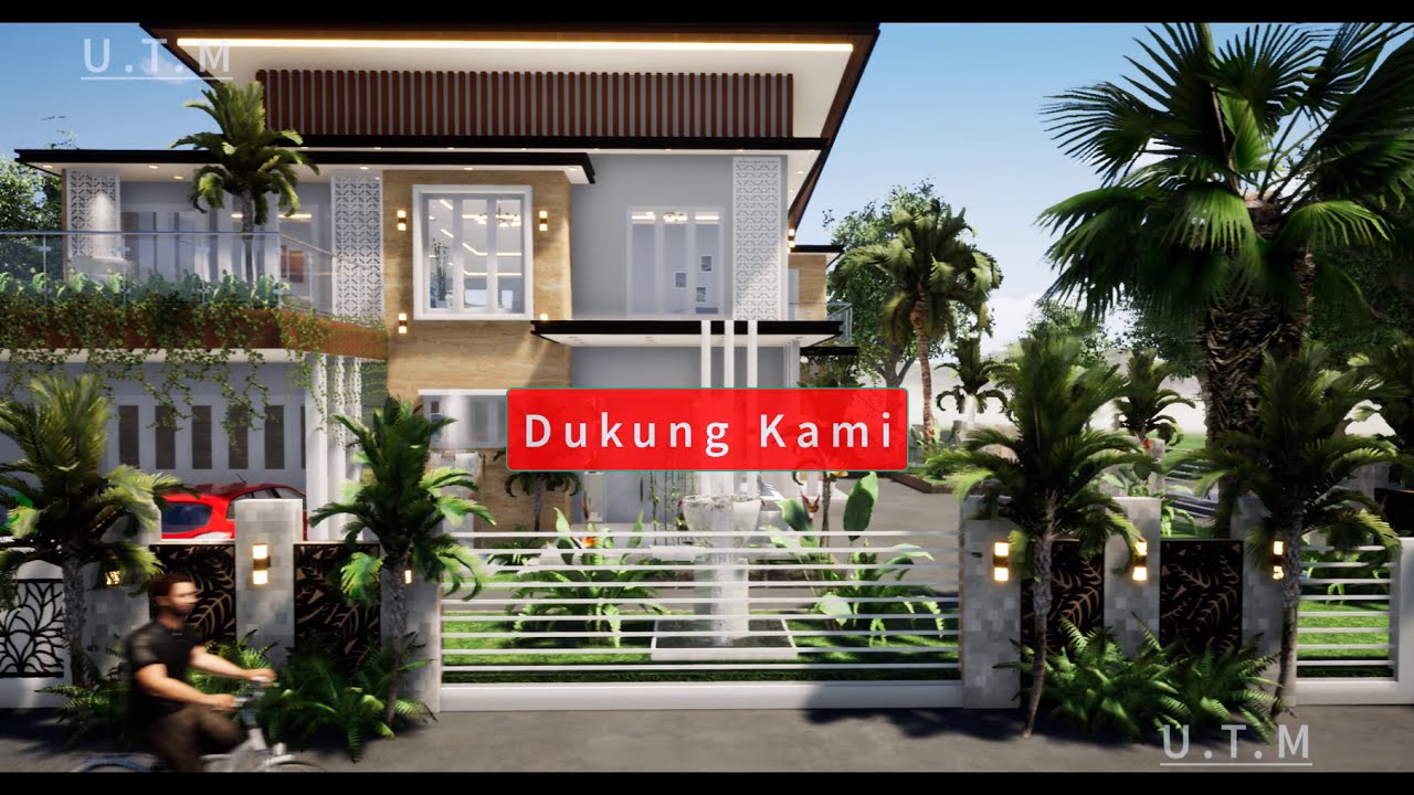 Desain Rumah  Minimalis  Modern Tropis 2 Lantai  Atap  Datar  Warna Putih di Lahan 22 x 25 YouTube