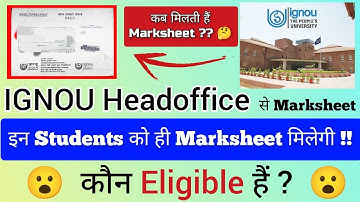 😮 IGNOU original marksheet delivery, how to get marksheet from IGNOU headoffice.