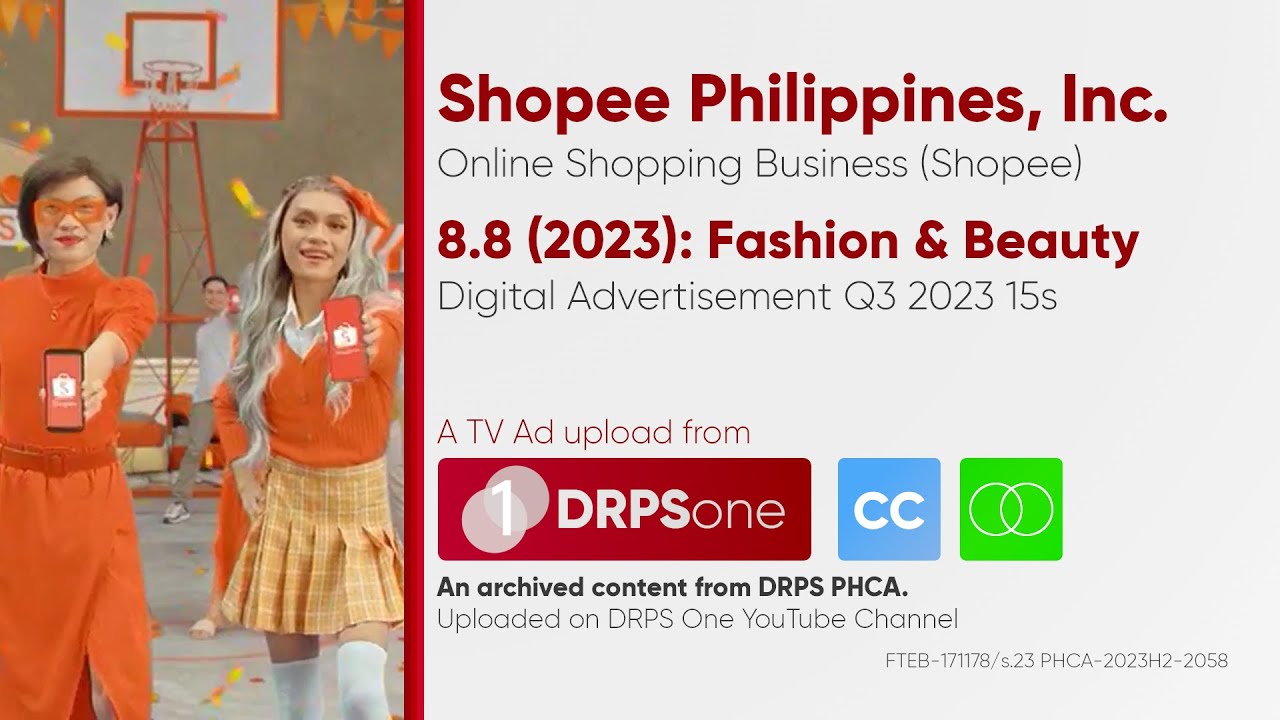 Shopee 8.8 (2023) Free Shipping Festival: Fashion and Beauty Digital Ad Q3 2023 15s (Phils., Ver. 1)