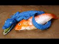 Stop motion cooking asmr  crocodiles hunting koi fish  primitive cooking experiment