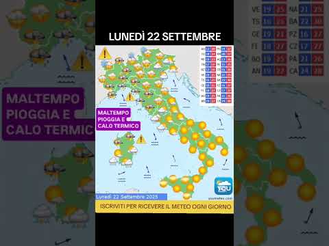 Video PIOGGIA, TEMPORALI E CALO TEMPERATURE IN ARRIVO... - METEO 22 Settembre 2025 #meteo