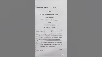 Question paper of Business Ethics #bba #bcom #mdu #du #mcom #dcrust #mdu #ignou #csr
