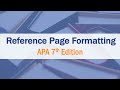 APA Citation Part 6 Reference Page Formatting CUNY SPS APA Citation Part 6 Reference Page Formatting CUNY SPS