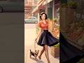 Pin Up girl -Walking the dog  #aiart #pinupstyle #art