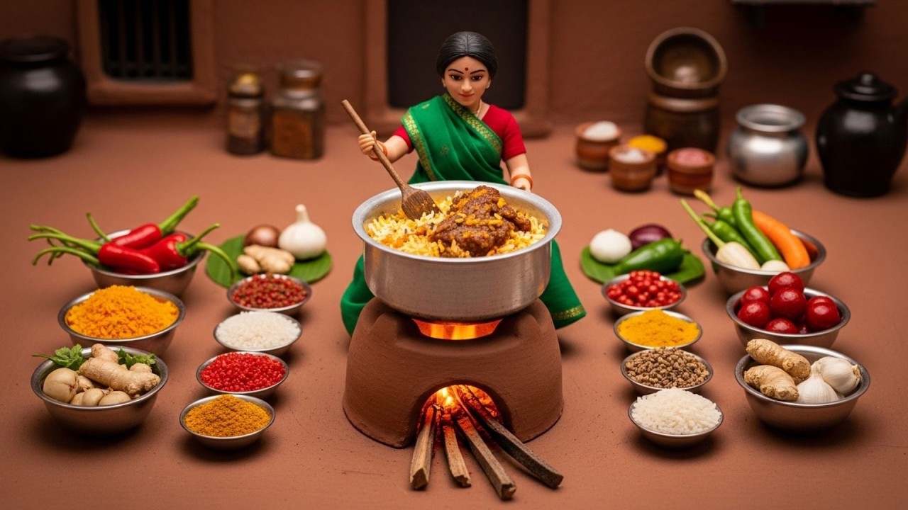 Crispy Nalli Mutton Biryani 🍛 | Village Wife Cooking in Tiny Kitchen | ASMR Story